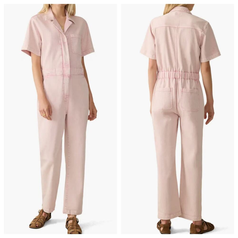 Faherty Blythe Cotton Pink Jumpsuit Coveralls Women's Size Medium - Picture 2 of 10